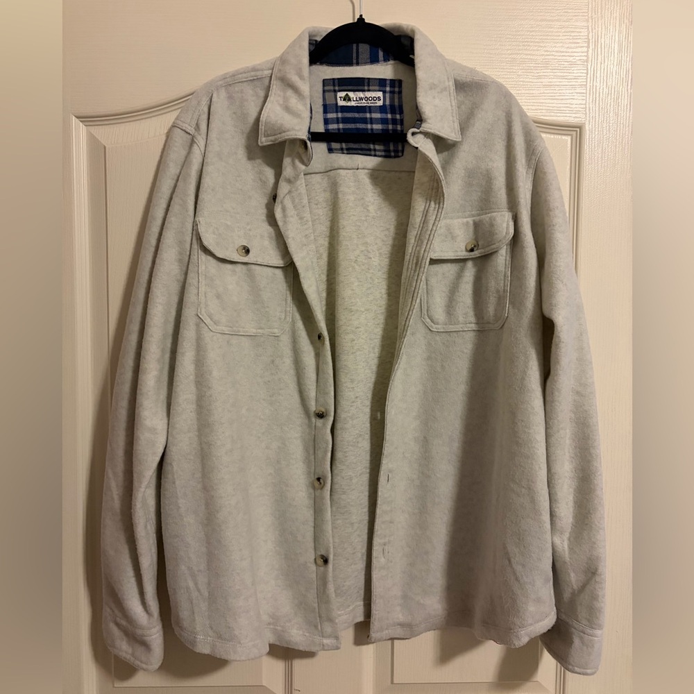 Tallwoods Gray Button-Up Fleece Flannel